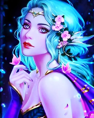 XIAOYOUQIAN Malen Nach Zahlen Erwachsene, Diy Ölgemälde Leinwand Kit Mit Pinseln Und Acrylfarbe Für Home Haus Deko, 50X40Cm ,Cartoon Märchen Blaue Haare Elfe Mädchen,Mit Rahmen XIAOYOUQIAN Malen Nach Zahlen Erwachsene, Diy Ölgemälde Leinwand Kit Mit Pinseln Und Acrylfarbe Für Home Haus Deko, 50X40Cm ,Cartoon Märchen Blaue Haare Elfe Mädchen,Mit Rahmen von XIAOYOUQIAN