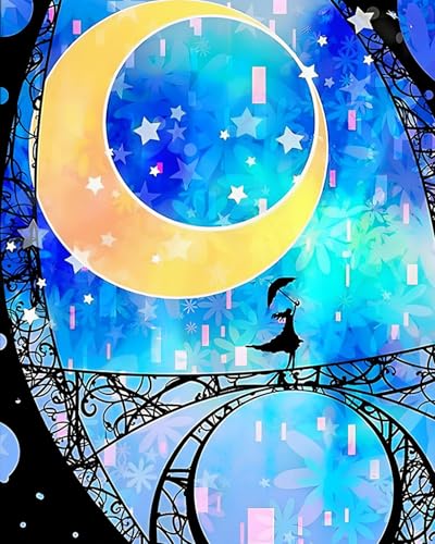 XIAOYOUQIAN Malen Nach Zahlen Erwachsene , Diy Handgemalt Ölgemälde ,Mit Pinseln Malerei Kits Erwachsene Kunsthandwerk Für Zuhause40X50 Cm ,Cartoon-Märchen Mond Und Mädchen,Mit Rahmen XIAOYOUQIAN Malen Nach Zahlen Erwachsene , Diy Handgemalt Ölgemälde ,Mit Pinseln Malerei Kits Erwachsene Kunsthandwerk Für Zuhause40X50 Cm ,Cartoon-Märchen Mond Und Mädchen,Mit Rahmen von XIAOYOUQIAN