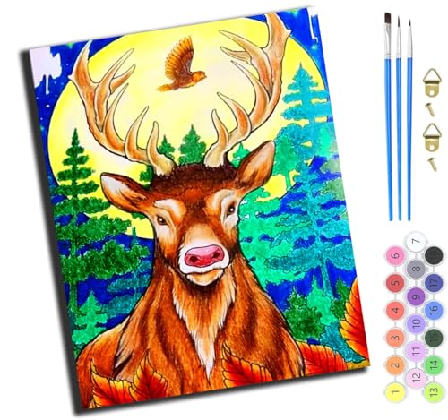 XIAOYOUQIAN Tier-Cartoon-Hirsch,Malen Nach Zahlen Erwachsene,40X50Cm,Be Creative Heimdekoration Anfänger Mit Pinsel Und Acrylfarben Ölgemälde Für Home Decor,Mit Rahmen XIAOYOUQIAN Tier-Cartoon-Hirsch,Malen Nach Zahlen Erwachsene,40X50Cm,Be Creative Heimdekoration Anfänger Mit Pinsel Und Acrylfarben Ölgemälde Für Home Decor,Mit Rahmen von XIAOYOUQIAN