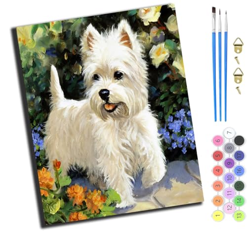 XIAOYOUQIAN Tier Hund,Malen Nach Zahlen Erwachsene,Diy Bastelset Handgemalt Ölgemälde Geschen Kit Mit 3,Pinseln Und Acrylfarbe Knitterfreie Leinwand Kit,40X50 Cm,Mit Rahmen XIAOYOUQIAN Tier Hund,Malen Nach Zahlen Erwachsene,Diy Bastelset Handgemalt Ölgemälde Geschen Kit Mit 3,Pinseln Und Acrylfarbe Knitterfreie Leinwand Kit,40X50 Cm,Mit Rahmen von XIAOYOUQIAN
