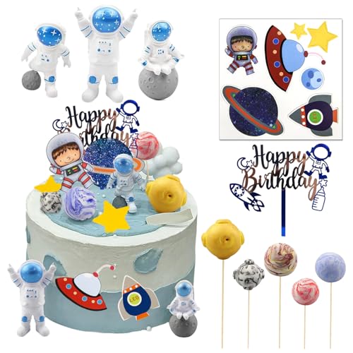 XIAQICA 10 Stück Astronauten Tortendeko Weltraum Kindergeburtstag Astronaut Tortendeko Weltraum Kuchen Planeten Deko für Cupcake Dekorationen für Kuchen Thema Geburtstag von XIAQICA