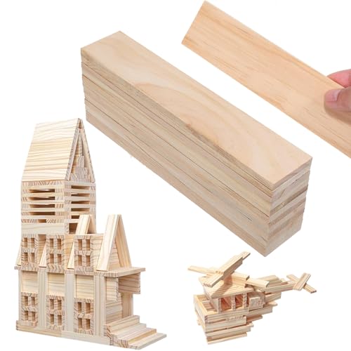 XIAQICA 100 Stück Holzklötzchen zum Basteln 105 x 21 x 7 mm Holzstäbe Bambusstäbe Holzstäbchen Quadratische Holzstäbe Geeignet für Modellbau Heimdekoration und Heimwerkerhandwerk von XIAQICA