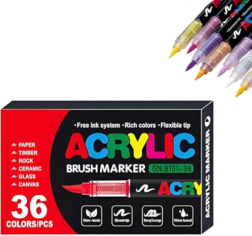 XIAQIQIFFF Acrylmarker für Malbücher, gerade flüssige Acrylmarker, Erwachsene Kinder Malerei Acrylfarbe Marker Set, Dual Tip Acrylfarbe Marker von XIAQIQIFFF