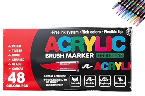 XIAQIQIFFF Acrylmarker für Malbücher, gerade flüssige Acrylmarker, Erwachsene Kinder Malerei Acrylfarbe Marker Set, Dual Tip Acrylfarbe Marker von XIAQIQIFFF