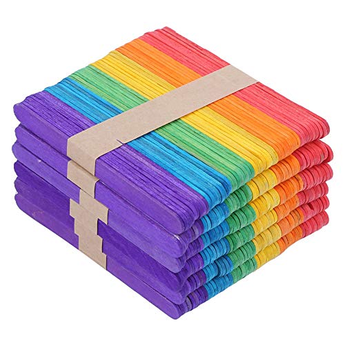 XIASABA Eis am Stiel 12. 0×11. 0×6. 0 300 Stück bunte Eisstiele, manuelles Basteln, Eisstiele aus Holz für zu Hause, Eisstiele von XIASABA