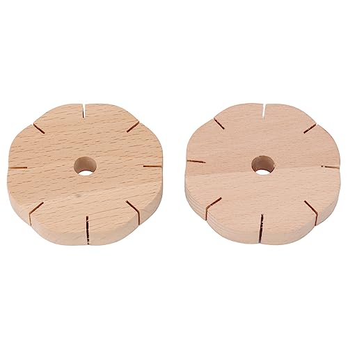 XIASABA Holzgeflecht, 7 x 7 x 3, 2 Stück, Perlenscheibe, Holz, rund, DIY-Armband, Flechtplatte, Webbrett-Werkzeuge von XIASABA