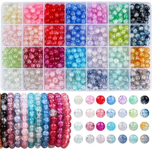 XICPUPU 700-teiliges Glasperlen-Set – 28 Farben, bunte Perlen für Schmuckherstellung, Armbänder, Halsketten und Bastelprojekte – Glasperlen-Set für kreative Designs von XICPUPU