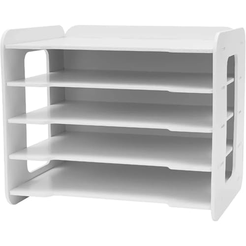 Briefablage 5-stufiger Papier-Organizer for den Schreibtisch, weißer Aktenhalter, Büro-Schreibtisch-Organizer, Briefablage und Papiersortierer for das Büro Für Zuhause von XIEHYA