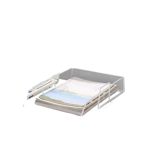 Briefablage Schreibtisch-Organizer, stapelbares Aktenregal, Minimalismus-Papierregal, A4-Aktenablagefach, Dokumente im Eisenstil Für Zuhause(White) von XIEHYA