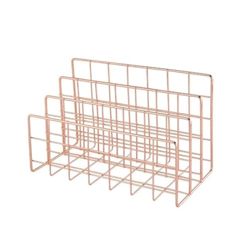 Briefablage Schreibtisch-Organizer aus Metallgeflecht, Schreibtisch-Briefsortierer, Postablage, Datei-Organizer, Büro, Zuhause, Buchstützen, Buchhalter Für Zuhause(Rose Gold) von XIEHYA