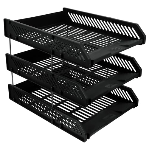 Briefablage Schreibtischzubehör-Tablett-Organizer, Schreibtischdatei, Schwarz, Schreibtischtier, Briefpapiersortierer, Büro-Desktop-Halter, stapelbare Rack-Tabletts Für Zuhause von XIEHYA