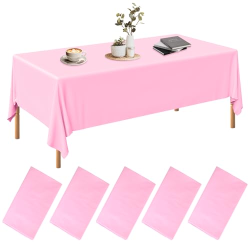 5 Stück Tischdecke Rosa aus Kunststoff, 137 x 274 cm Party Tischdecke, Papiertischdecke Rolle, Biertisch Tischdecke für Partys, Hochzeiten, Picknicks von XIEJ