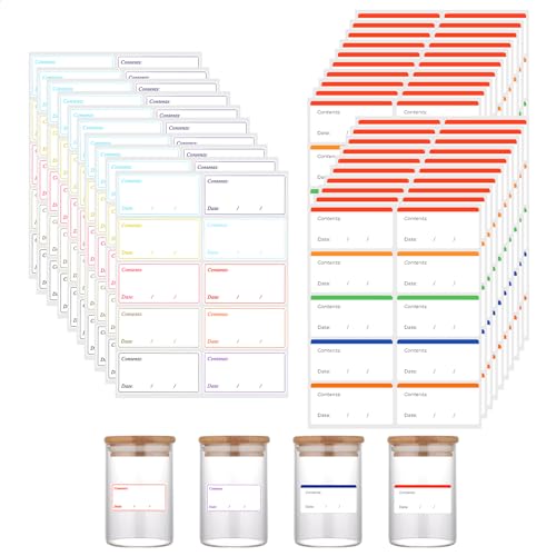 XIEJ 300 Stück Gefrieretiketten, Farblich Gefrieretiketten zum Beschriften, Leicht Abziehbare Tiefkühletiketten, Gefrieretiketten Aufkleber für Gefriergut, Gewürzgläser (60 x 30mm) von XIEJ