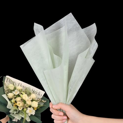 Geschenkpapier aus koreanischer Baumwolle, Blumenpapier, 30,5 cm, wasserdicht, plissiert, Blumenstrauß, Blumenladen, Blumenbedarf, Geschenkpapier, Minzgrün, 120 Blatt von XIGUI