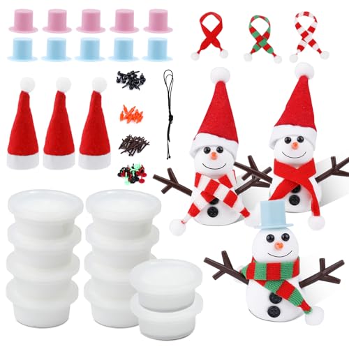 XIHIRCD 10 Stück Schneemann Bauen Set, Weihnachtsbasteleien für Kinder Schneemannherstellung Dekorieren Modelliermasse Schneemann-DIY-Kit Weihnachtsstrumpffüller für Winter Urlaub Party Aktivitäten von XIHIRCD