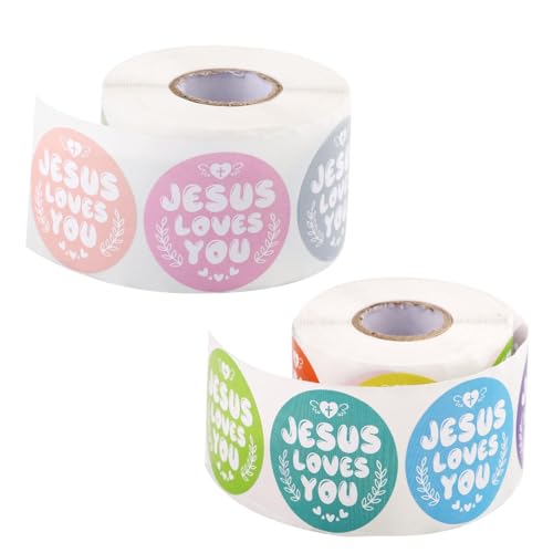 1000 Stk Jesus Loves You Aufkleber, Jesus Aufkleber in 16 Farben 3,8cm Religiöse Aufkleber Wasserfeste Christliche Aufkleber zur Ermutigung und Belohnung von Kindern von XIHIRCD