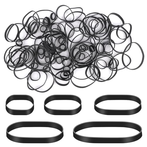 100stk Schwarze Gummibänder, 5 Größen Robustes Dickes Gummiband Sortiert Breites Gummiband für Katzentoilette Aktenordner Zuhause Schule Bürobedarf (8,5/6,5/5,5/3,5/2cm) von XIHIRCD