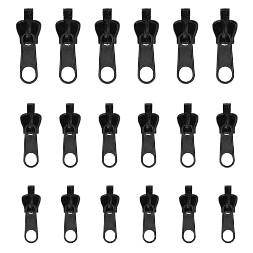 18 Stück Reißverschluss Zipper Pull, Reißverschluss-Fixierer Abnehmbar Reißverschluss-Reparatur-Set Ziehen von Reißverschluss Schieber Ersatzschieber für Jacke Mantel Gepäck (Schwarz) von XIHIRCD