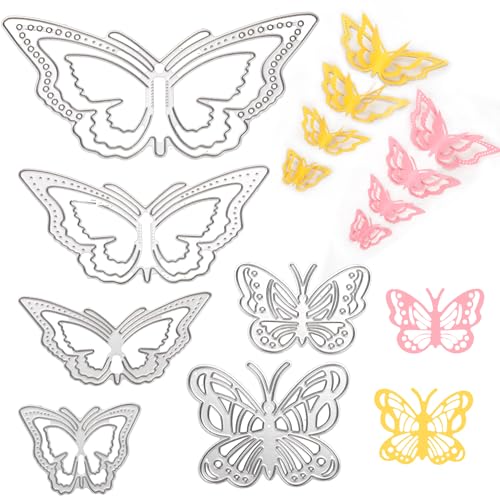 2 Stück 2D & 3D Stanzformen Schmetterling, Schmetterlingsrahmen-Stanzformen Schmetterlingsstanzformen für die Kartenherstellung für Scrapbooking DIY-Bastelarbeiten Dekorative Prägung von XIHIRCD