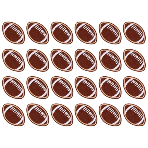 24 Stück goldene Kanten Chenille Fußball Stickerei Flicken Nähen Aufbügeln Patches Sport Ball DIY bestickte Fußball-Applikation für Kleidung, Hosen, Hut, Rucksack von XIHIRCD