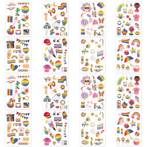 240 Stück Pride Aufkleber, bunte LGBT Pride Aufkleber Multi-Muster Bi Trans Lesben-Aufkleber Pride Sticker Kleine Regenbogen Aufkleber für Laptop Tasche Auto Notizbuch von XIHIRCD