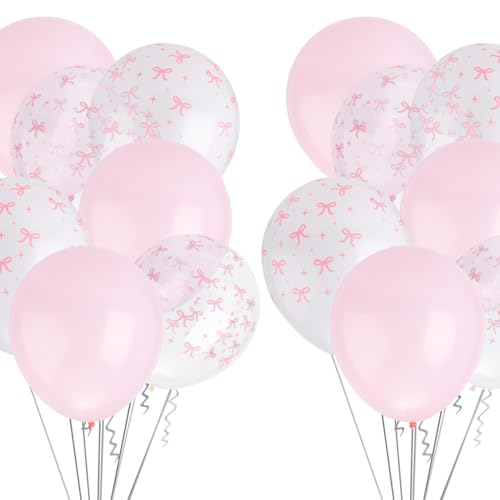 24stk Rosa Latex-Ballons mit Schleife für Partydekorationen, Geburtstagsballons mit Schleife Babyparty-Dekorationen zur Bekanntgabe des Geschlechts für Verlobung Hochzeit Beichte Partyzubehör von XIHIRCD