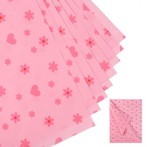 30 Blatt Herzblumen Seidenpapier, 50x35cm Seidenpapier Verpackungsmaterial Dekoratives Seidenpapier für Weihnachten Hochzeit Geburtstag Party Basteln Verpackung (Rosa) von XIHIRCD