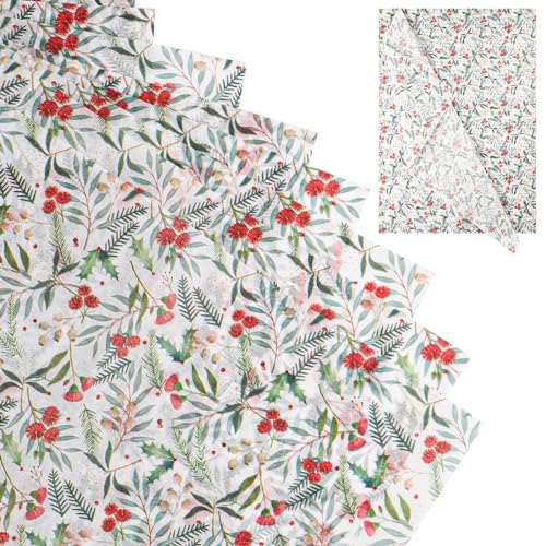 30 Blatt Seidenpapier mit Blumenmuster, 50 x 35 cm Grünes Seidenpapier Dekorative Geschenkpapierbögen für Weihnachten Hochzeit Geburtstag Party-Bastel- und Verpackungsmaterial von XIHIRCD