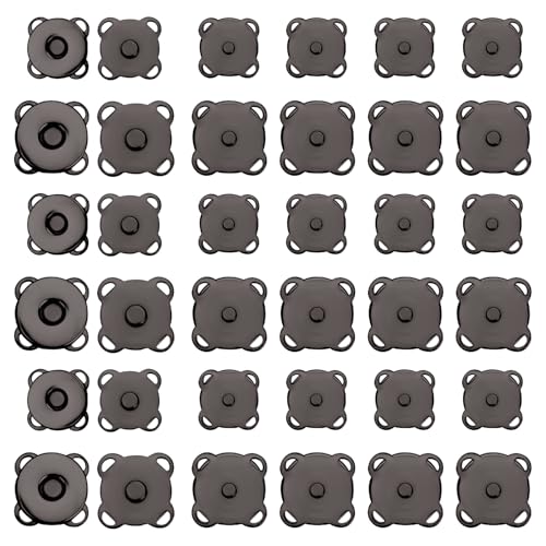 30 Sets Pflaumenfarbene Magnetdruckknöpfe, 14mm & 18mm Magnetknöpfe Magnetischer Metallverschluss Vielseitig Einsetzbar Druckknopf für Geldbörsen Taschen Kleidung (Dunkelgrau) von XIHIRCD