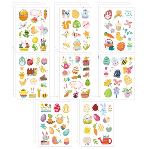 32 Blatt Ostern Aufkleber für Kinder, Süß Osterei Küken Schaf Hasenaufkleber Aufkleber Frohe Ostern Frühlingsaufkleber für Scrapbooking Handyhülle Umschläge Belohnung DIY-Bastelarbeiten von XIHIRCD