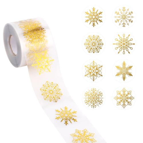 500 Stk Schneeflockenaufkleber, Folienprägungsverfahren Weihnachts Schneeflocken Aufkleber 38mm Goldene Schneeflocken Fensteraufkleber Winter Schneeflocken Aufkleber für Winterdekoration von XIHIRCD