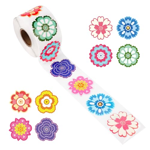 500St Blumen Aufkleber für Kinder, Aufkleber Frühling Sommer Aufkleber Rolle Farbig Blumenaufkleber für Scrapbooking Wasserflaschen Laptop Naturthema Frühlingsparty Dekoration von XIHIRCD