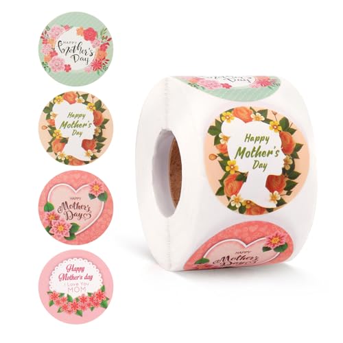 500st Muttertag Aufkleber, Ich Liebe Dich Aufkleber zum Muttertag Sticker Muttertag Umschlagsiegel mit Blumenmotiv Mama 4 Stile für Selbstgemachte Party Geschenkbox Kartendekoration von XIHIRCD