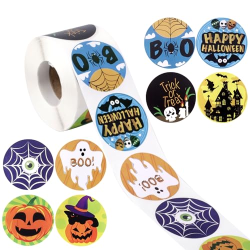 500stk Halloween-Aufkleber, 38mm Halloween-Bastelaufkleber Runde Aufkleber Kürbis Geist Fledermaus Halloween-Party-Dekoration für Umschläge Party Scrapbooking Gastgeschenke von XIHIRCD