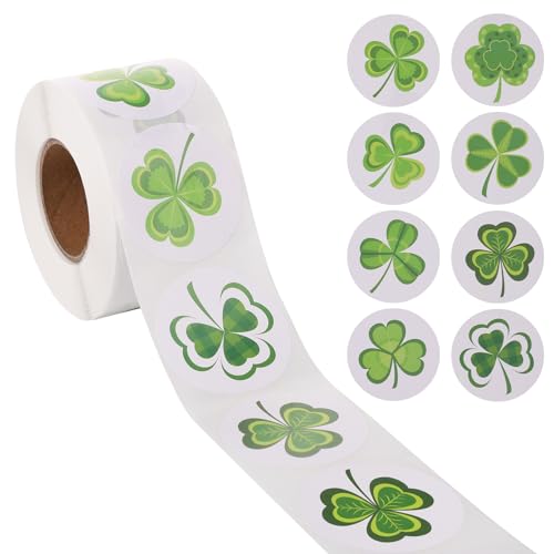 500stk St. Patrick's Day Kleeblatt-Aufkleber, 3,8cm Glückliches Irisches Rundes Kleeblatt St. Patrick's Day Aufkleber Kleeblatt Grün für St. Patrick's Day Party-Dekoration Karten Geschenktüten von XIHIRCD