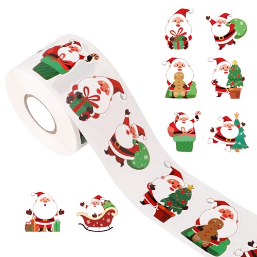 500stk Weihnachtsaufkleber, 8 Designs Selbstklebende Weihnachtsetiketten Aufkleber Weihnachtsmann-Weihnachtsanhänger Aufkleber Perfekte Weihnachtsdekorationsaufkleber Umschläge Geschenktüten von XIHIRCD