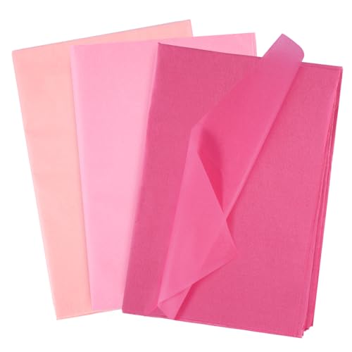 60 Blatt Rosa Seidenpapier, 3 Farben Farbverlauf Rosa Geschenkpapier Seidenpapier zum Verpacken Geschenkpapier für Geburtstag Valentinstag Hochzeit Babypartys Bastelverpackungen von XIHIRCD