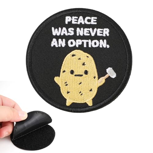 Peace Was Never An Option Patch, 7,5cm Morale Patch Klett Lustige Applikations Patch Gestickte Meme Patch mit Magischer Kleberückseite für Rucksäcke, Jacken, Jeans, Westen, Hüte von XIHIRCD