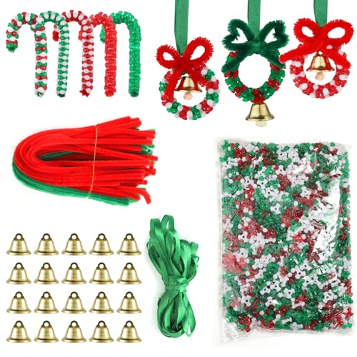 1570St Weihnachts Perlenornament Set, Dreiförmige Weihnachtsperlen Weihnachtsbasteleien für Kinder Weihnachts DIY Bastelarbeiten für Party Weihnachtsbaumdekoration von XIHIRCD