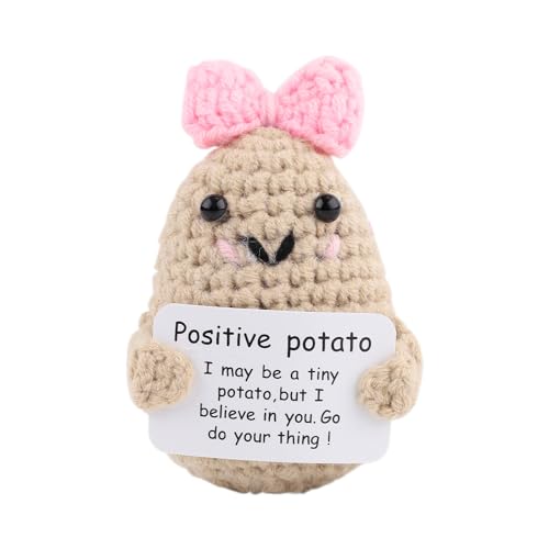 XIHIRCD Positive Kartoffeln, Niedlich Gehäkelte Kartoffelpuppe Kreativ Gestricktes Kartoffelspielzeug Handgewebte Ornamente für Festival Partydekoration Ermutigungsgeschenk (Bogenstil) von XIHIRCD