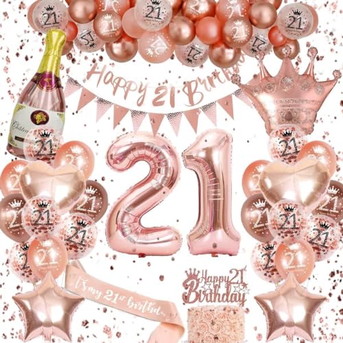 44Pcs Rose Gold Happy Birthday Party Supplies Krone Champagner Stern Liebe Folie Ballon Es ist meine Geburtstagsparty Dekoration (30) von XIIULANGS