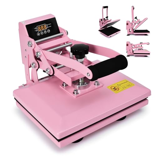 Transferpresse Hitzepresse 30x23cm 0-250 ℃, Rosa T-Shirt Druckmaschine mit LCD-Temperatur und Zeitkontrolle, Heat Press Heißpresse Maschine Wärmeübertragungsmaschine Wärmepresse Für Mauspads, Taschen von XIIW