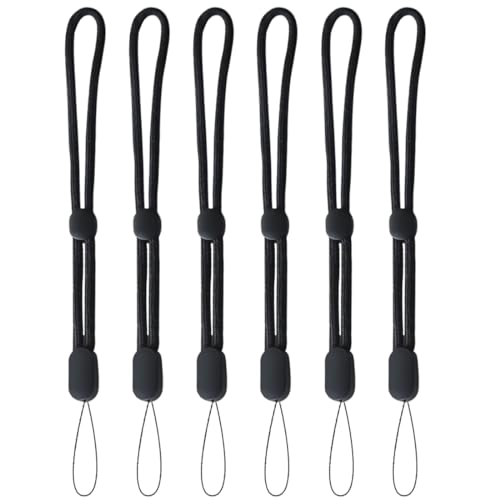 XIKSJW Handschlaufe 6-Teilig Verstellbar Nylon-Handschlaufe Schwarz, Handschlaufe Für Telefon Kamera Schlüssel USB-Stick Brieftasche Id-Namensschild Mp3 Mp4 von XIKSJW