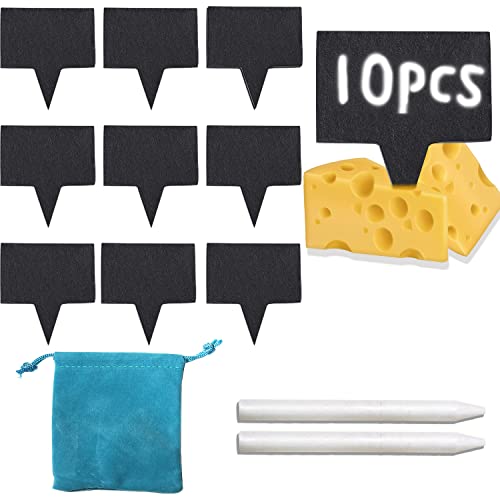 Xilazab Käsemarker-Set, Käsemarker für Charcuterie-Board, 10 Stück Naturschiefer, schwarze Käseetiketten und 2 Stück Speckstein-Kreidemarker für Käse-Namensschilder, wiederverwendbare Party-Etiketten, Lebensmittelanhänger von XILAZAB