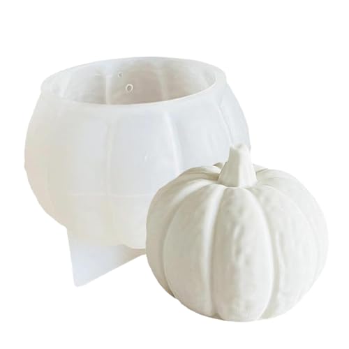 Halloween Silikonform Kürbis Kerzenhalter, 3D Kürbis Silikon Kerzenform DIY Kerzengießform, Silikonformen Gießformen Herbst Für Halloween Thanksgiving Geschenk Herbstdeko (Stil C Groß) von XINBAIJI