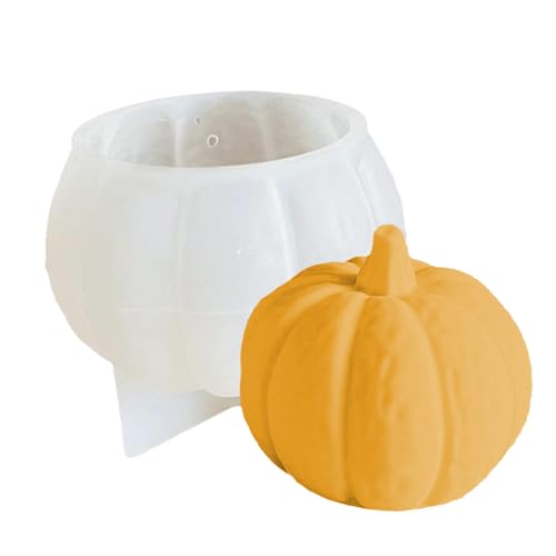 Halloween Silikonform Kürbis Kerzenhalter, 3D Kürbis Silikon Kerzenform DIY Kerzengießform, Silikonformen Gießformen Herbst Für Halloween Thanksgiving Geschenk Herbstdeko (Stil C Klein) von XINBAIJI