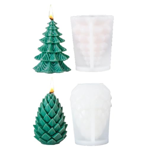 Silikonformen Gießformen Weihnachten Kerzenform, 3D Silikon Weihnachtsbaum Kerzenformen, Weihnachtsdeko Silikonform Für DIY Weihnachten Kerze, Handwerk, Heimdekoration (Set B) von XINBAIJI