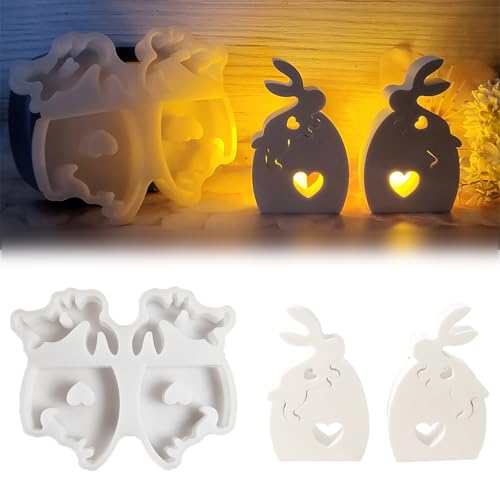 XINBAIJI Silikonformen Gießformen Ostern Hasen Silikonform, 3D Hasenform Für Ostern Kerzenformen Zum Gießen, DIY Silikon Gießform Für Duftkerzen Seife Heimdekoration (Hase) von XINBAIJI