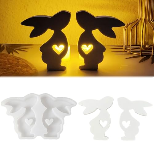 XINBAIJI Silikonformen Gießformen Ostern Hasen Silikonform, 3D Osterhase Kerzenformen Hasenform Für Ostern, DIY Silikon Gießform Für Duftkerzen Seife Heimdekoration (Küssendes Kaninchen) von XINBAIJI