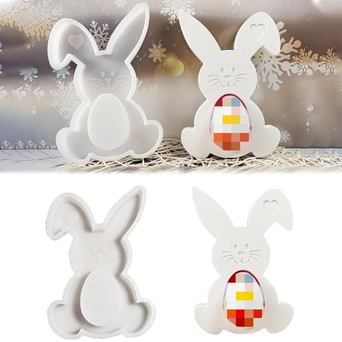 XINBAIJI Silikonformen Gießformen Ostern Hasen Silikonform, 3D Osterhase Kerzenformen Hasenform Für Ostern, DIY Silikon Gießform Für Duftkerzen Seife Heimdekoration (Skelett Hase) von XINBAIJI